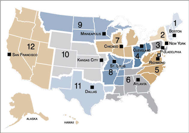 Map of the Federal Reserve System