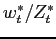 $ w_{t}^{\ast }/Z_{t}^{\ast }$