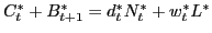 $ C_{t}^{\ast}+B_{t+1}^{\ast}=d_{t}^{\ast}N_{t}^{\ast}+w_{t}^{\ast}L^{\ast}$
